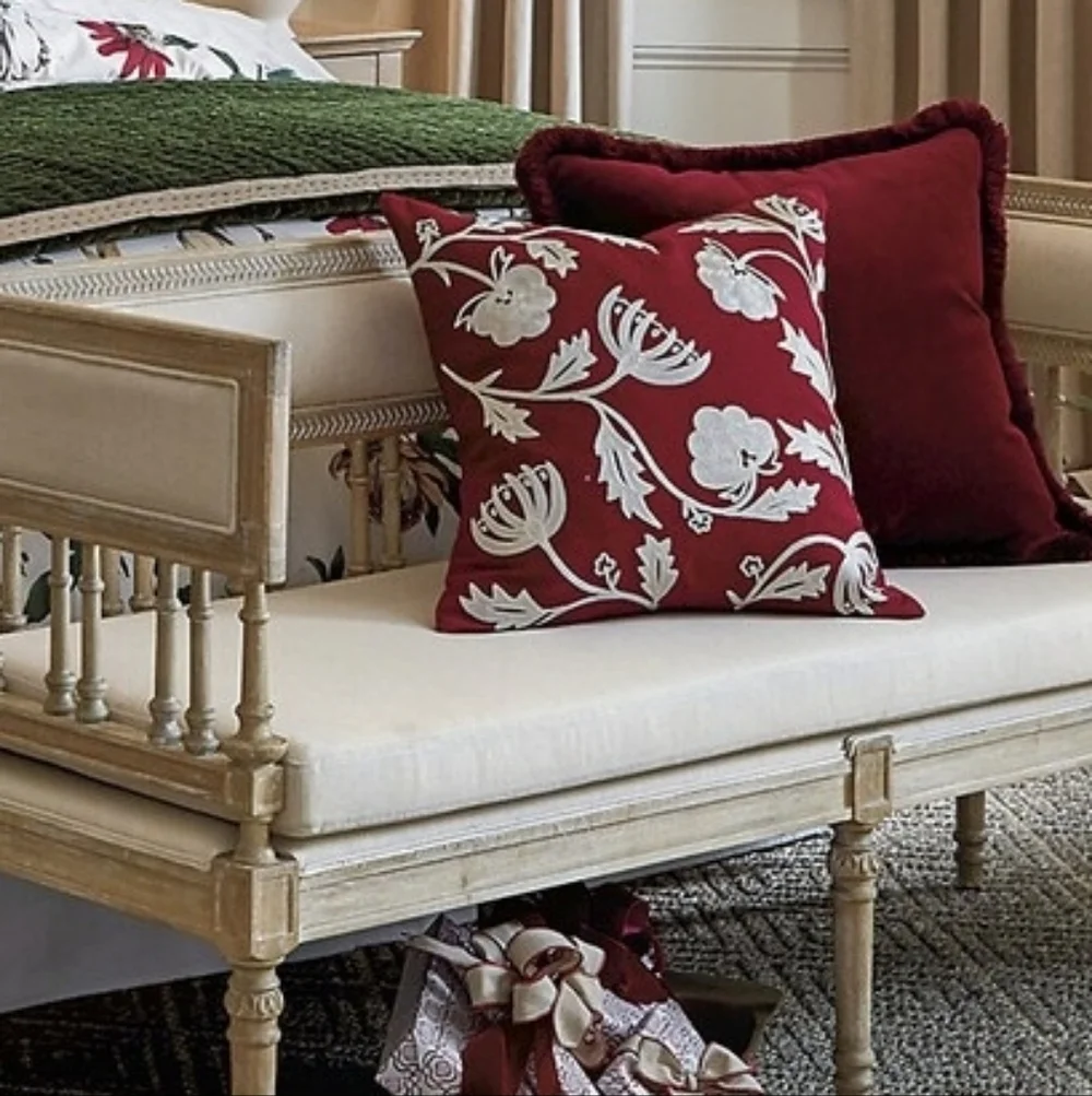 Ballard Tabitha Crewel Embroidered Floral Pillow Cover Set